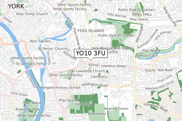 YO10 3FU map - small scale - OS Open Zoomstack (Ordnance Survey)