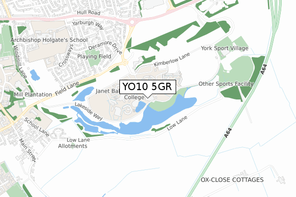 YO10 5GR map - small scale - OS Open Zoomstack (Ordnance Survey)