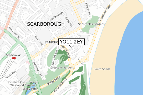 YO11 2EY map - large scale - OS Open Zoomstack (Ordnance Survey)