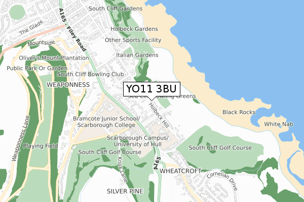 YO11 3BU map - small scale - OS Open Zoomstack (Ordnance Survey)