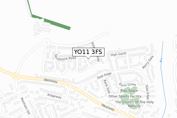 YO11 3FS map - large scale - OS Open Zoomstack (Ordnance Survey)