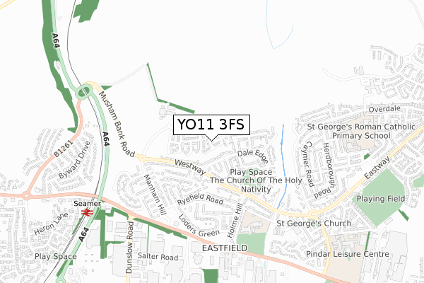 YO11 3FS map - small scale - OS Open Zoomstack (Ordnance Survey)