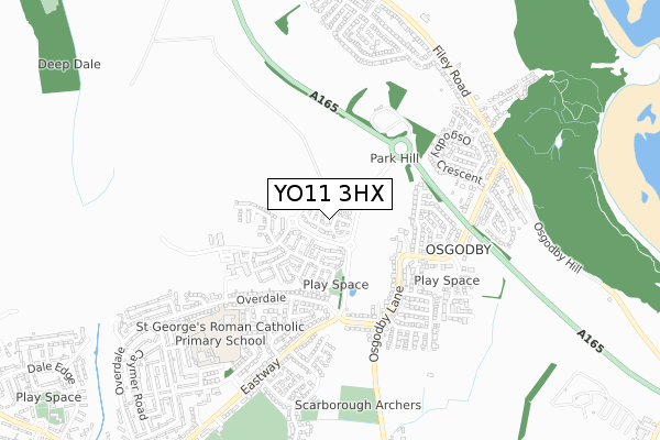 YO11 3HX map - small scale - OS Open Zoomstack (Ordnance Survey)