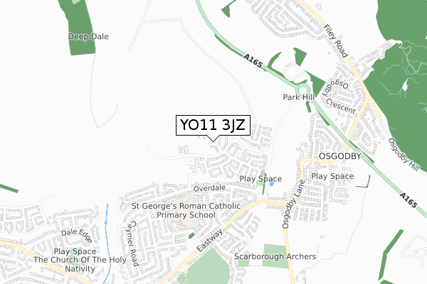 YO11 3JZ map - small scale - OS Open Zoomstack (Ordnance Survey)