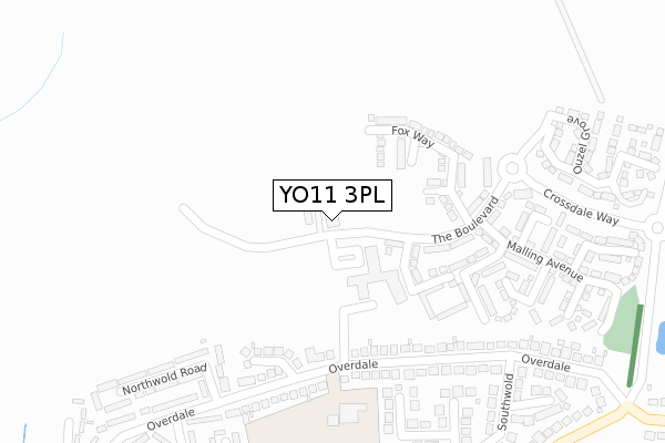 YO11 3PL map - large scale - OS Open Zoomstack (Ordnance Survey)