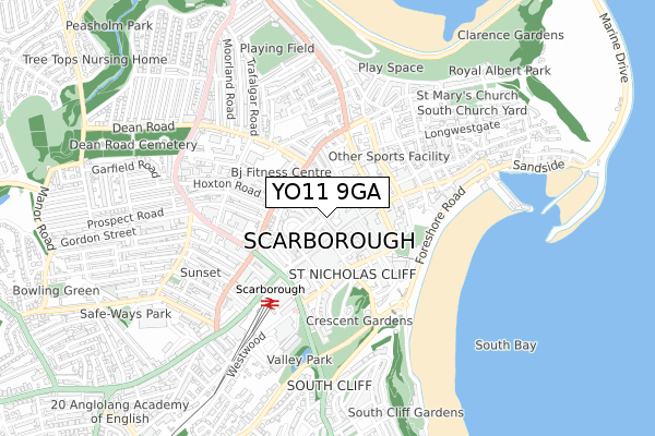 YO11 9GA map - small scale - OS Open Zoomstack (Ordnance Survey) YO11 9GA map - small scale - OS Open Zoomstack (Ordnance Survey)