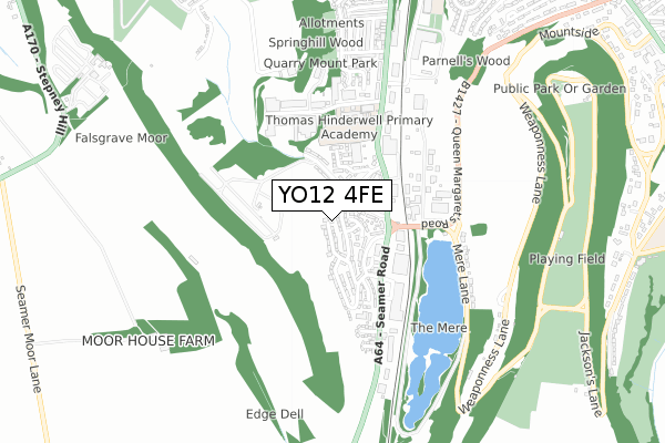 YO12 4FE map - small scale - OS Open Zoomstack (Ordnance Survey)