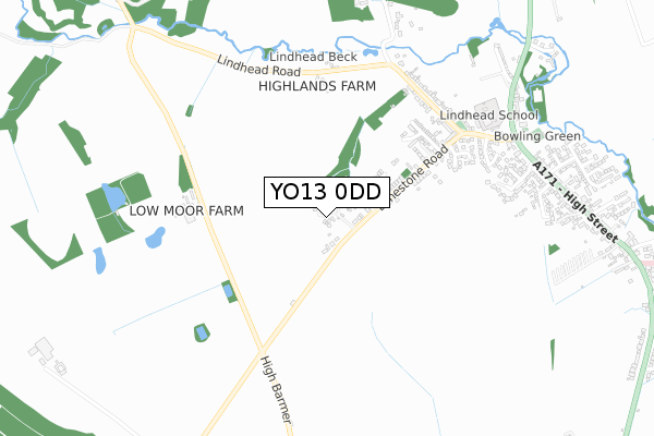 YO13 0DD map - small scale - OS Open Zoomstack (Ordnance Survey)