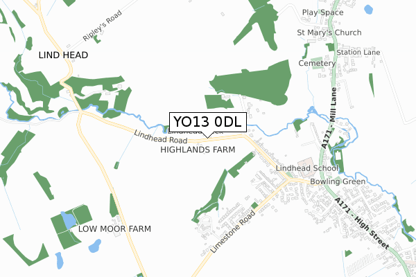 YO13 0DL map - small scale - OS Open Zoomstack (Ordnance Survey)