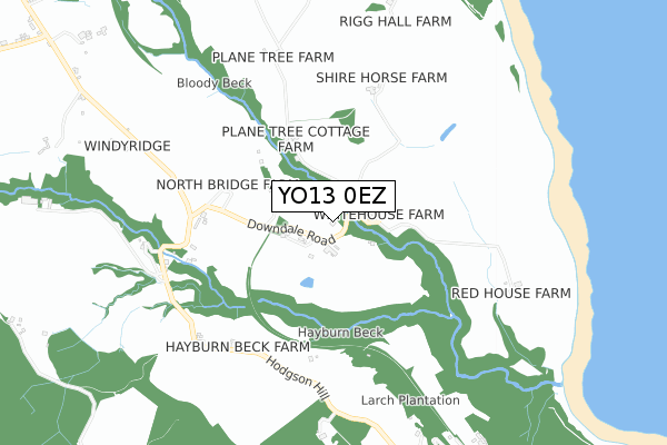 YO13 0EZ map - small scale - OS Open Zoomstack (Ordnance Survey)