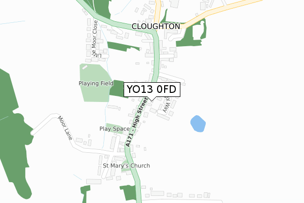 YO13 0FD map - large scale - OS Open Zoomstack (Ordnance Survey)