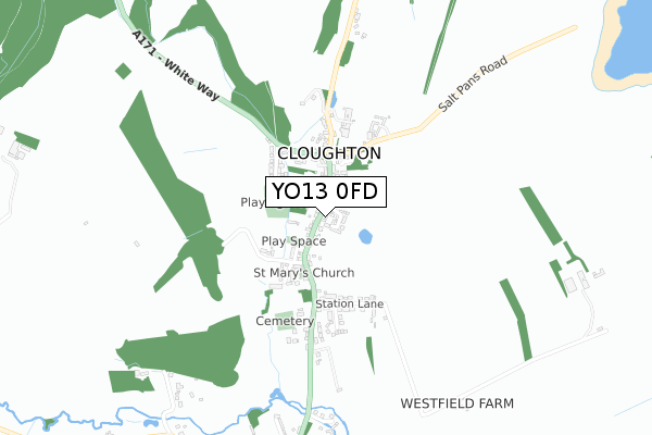 YO13 0FD map - small scale - OS Open Zoomstack (Ordnance Survey)