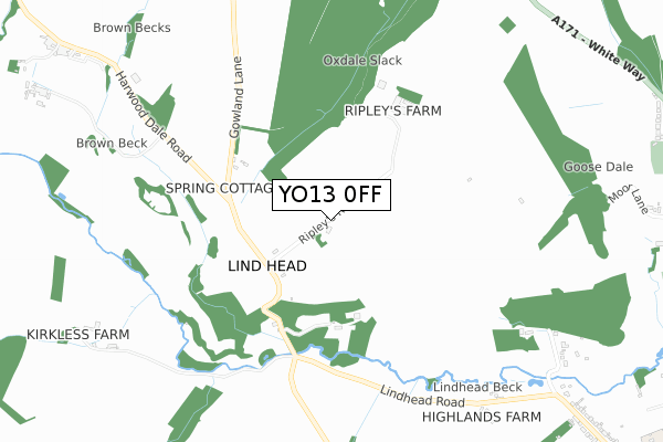 YO13 0FF map - small scale - OS Open Zoomstack (Ordnance Survey)