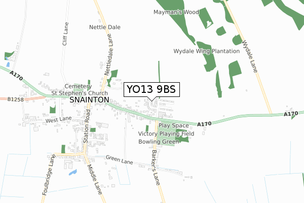 YO13 9BS map - small scale - OS Open Zoomstack (Ordnance Survey)