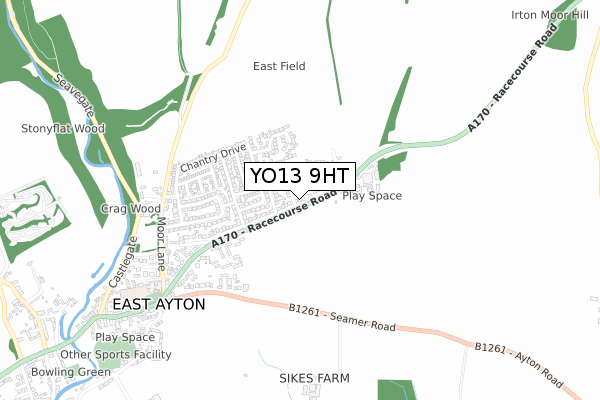 YO13 9HT map - small scale - OS Open Zoomstack (Ordnance Survey)