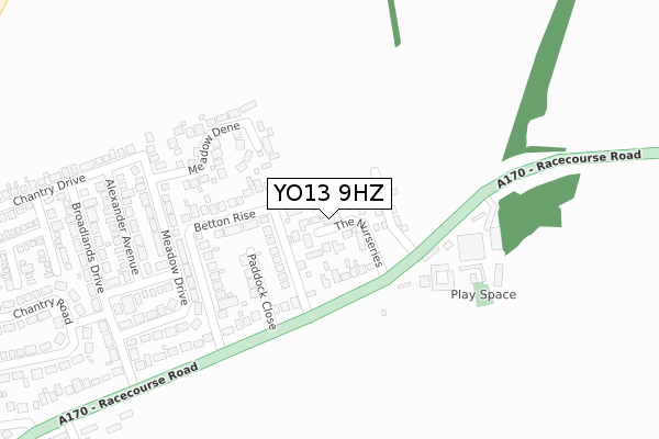 YO13 9HZ map - large scale - OS Open Zoomstack (Ordnance Survey)