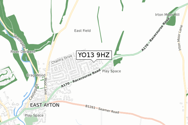 YO13 9HZ map - small scale - OS Open Zoomstack (Ordnance Survey)
