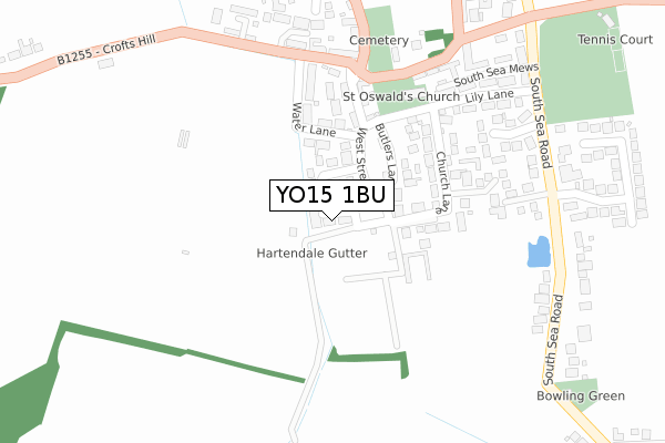 YO15 1BU map - large scale - OS Open Zoomstack (Ordnance Survey)