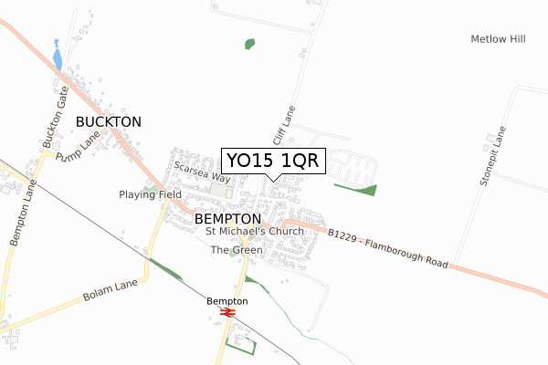 YO15 1QR map - small scale - OS Open Zoomstack (Ordnance Survey)