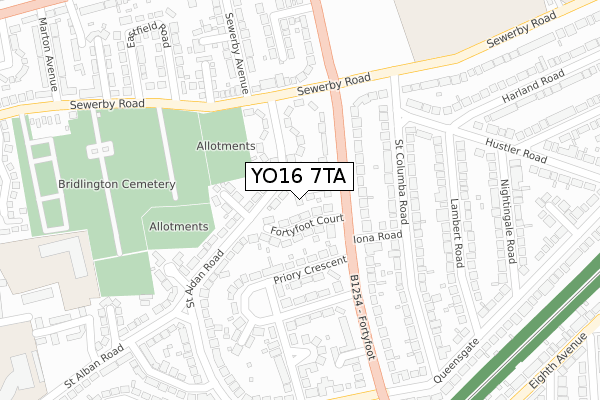 YO16 7TA map - large scale - OS Open Zoomstack (Ordnance Survey)