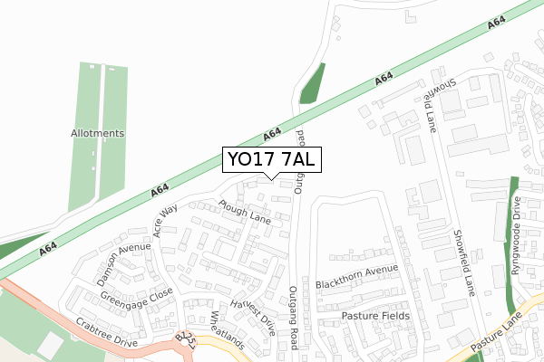 YO17 7AL map - large scale - OS Open Zoomstack (Ordnance Survey)