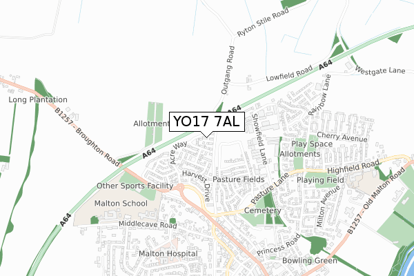 YO17 7AL map - small scale - OS Open Zoomstack (Ordnance Survey)
