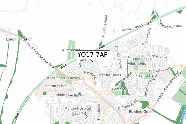 YO17 7AP map - small scale - OS Open Zoomstack (Ordnance Survey)