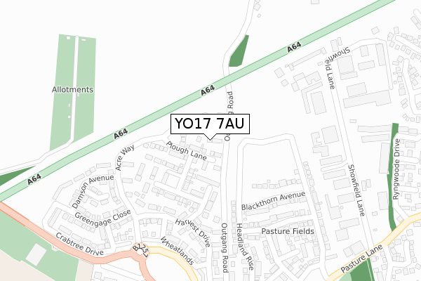 YO17 7AU map - large scale - OS Open Zoomstack (Ordnance Survey)