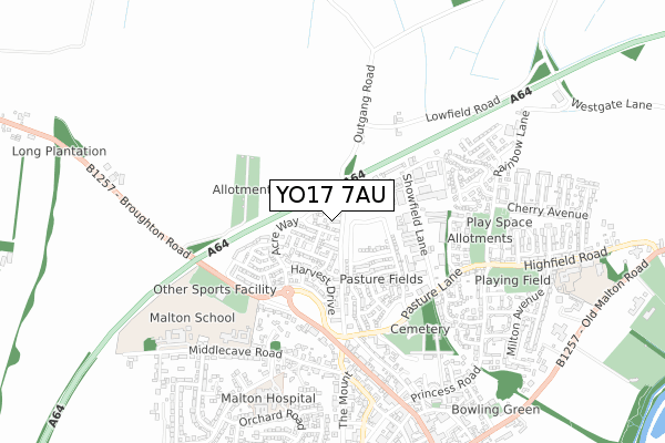 YO17 7AU map - small scale - OS Open Zoomstack (Ordnance Survey)