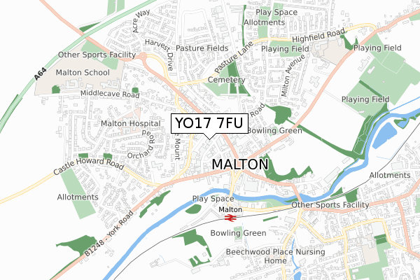 YO17 7FU map - small scale - OS Open Zoomstack (Ordnance Survey)