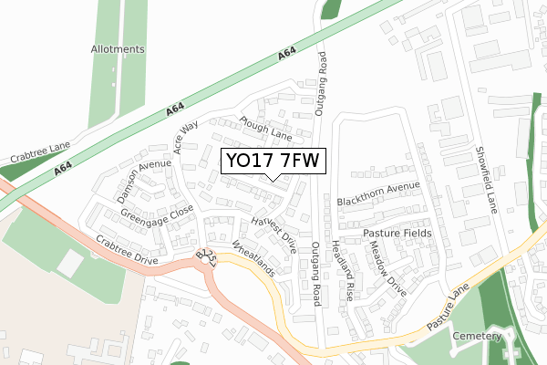 YO17 7FW map - large scale - OS Open Zoomstack (Ordnance Survey)