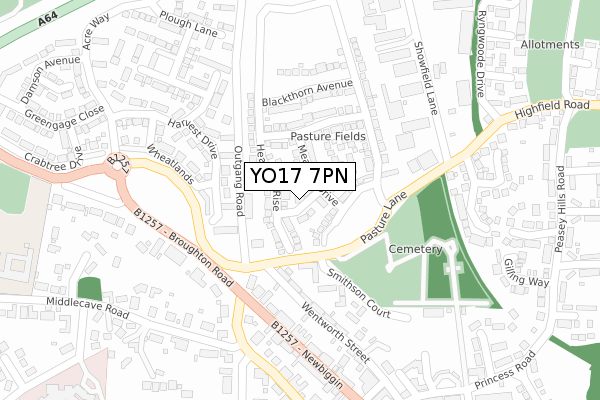 YO17 7PN map - large scale - OS Open Zoomstack (Ordnance Survey)