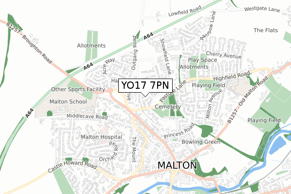 YO17 7PN map - small scale - OS Open Zoomstack (Ordnance Survey)