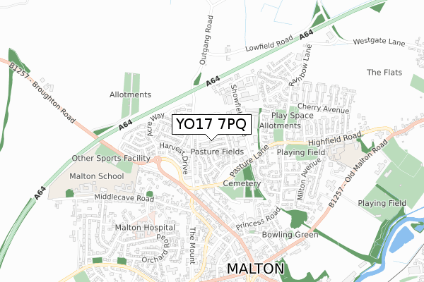 YO17 7PQ map - small scale - OS Open Zoomstack (Ordnance Survey)