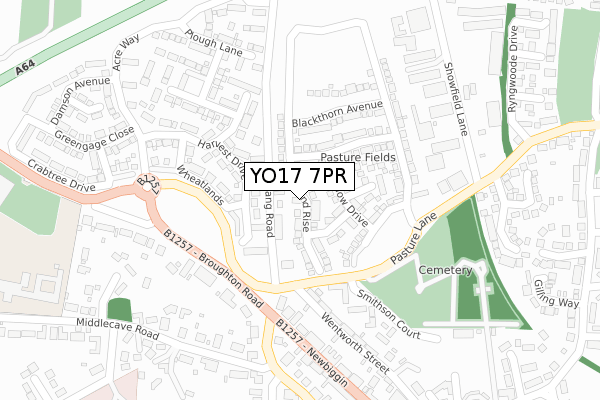 YO17 7PR map - large scale - OS Open Zoomstack (Ordnance Survey)