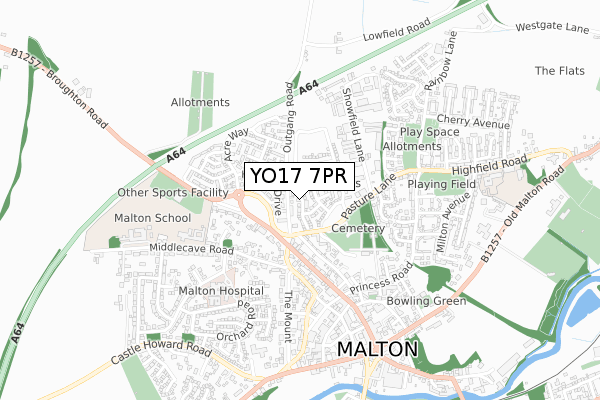 YO17 7PR map - small scale - OS Open Zoomstack (Ordnance Survey)