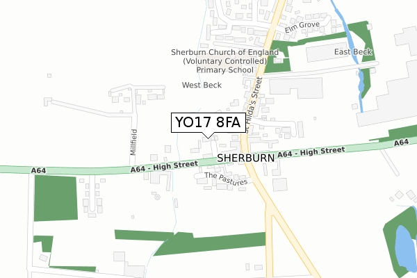 YO17 8FA map - large scale - OS Open Zoomstack (Ordnance Survey)
