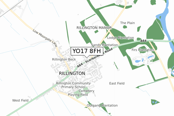 YO17 8FH map - small scale - OS Open Zoomstack (Ordnance Survey)