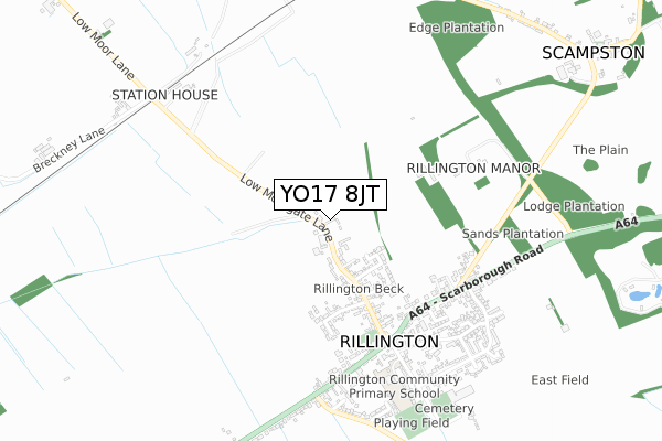 YO17 8JT map - small scale - OS Open Zoomstack (Ordnance Survey)