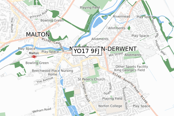 YO17 9FJ map - small scale - OS Open Zoomstack (Ordnance Survey)