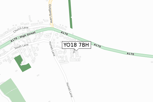 YO18 7BH map - large scale - OS Open Zoomstack (Ordnance Survey)