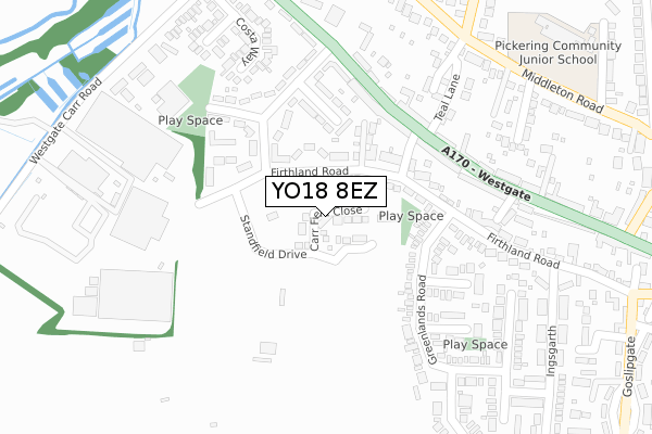 YO18 8EZ map - large scale - OS Open Zoomstack (Ordnance Survey)