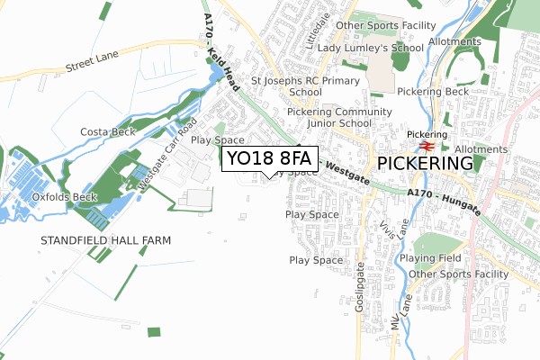 YO18 8FA map - small scale - OS Open Zoomstack (Ordnance Survey)