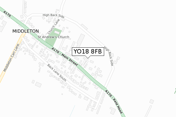 YO18 8FB map - large scale - OS Open Zoomstack (Ordnance Survey) YO18 8FB map - large scale - OS Open Zoomstack (Ordnance Survey)