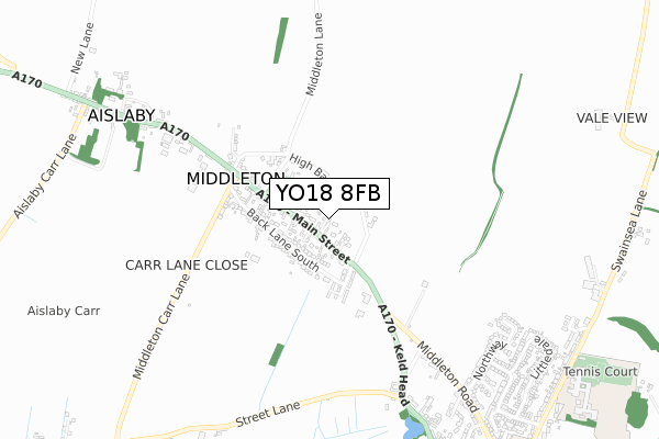 YO18 8FB map - small scale - OS Open Zoomstack (Ordnance Survey)