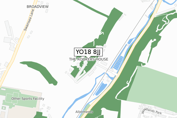 YO18 8JJ map - large scale - OS Open Zoomstack (Ordnance Survey)