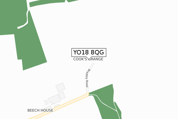 YO18 8QG map - large scale - OS Open Zoomstack (Ordnance Survey)