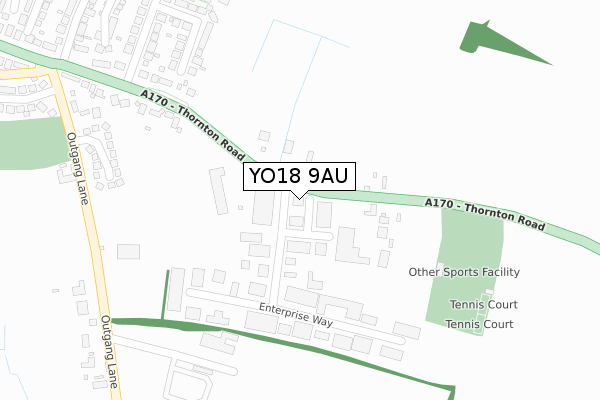 YO18 9AU map - large scale - OS Open Zoomstack (Ordnance Survey)