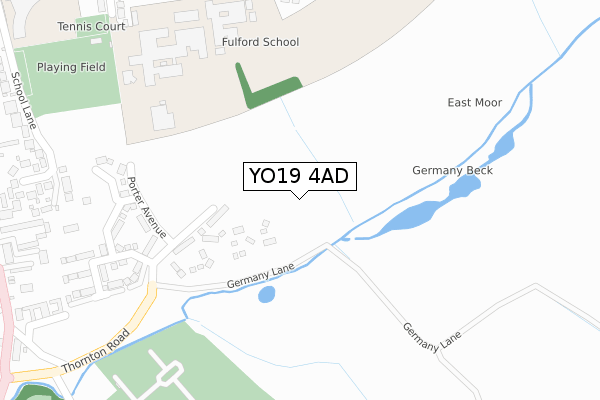 YO19 4AD map - large scale - OS Open Zoomstack (Ordnance Survey)