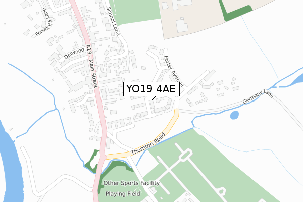 YO19 4AE map - large scale - OS Open Zoomstack (Ordnance Survey)